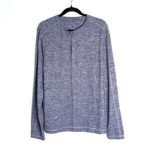 LULULEMON Surge Henley Long Sleeve Shirt Space Dye Camo Black Dark Slate Men's L